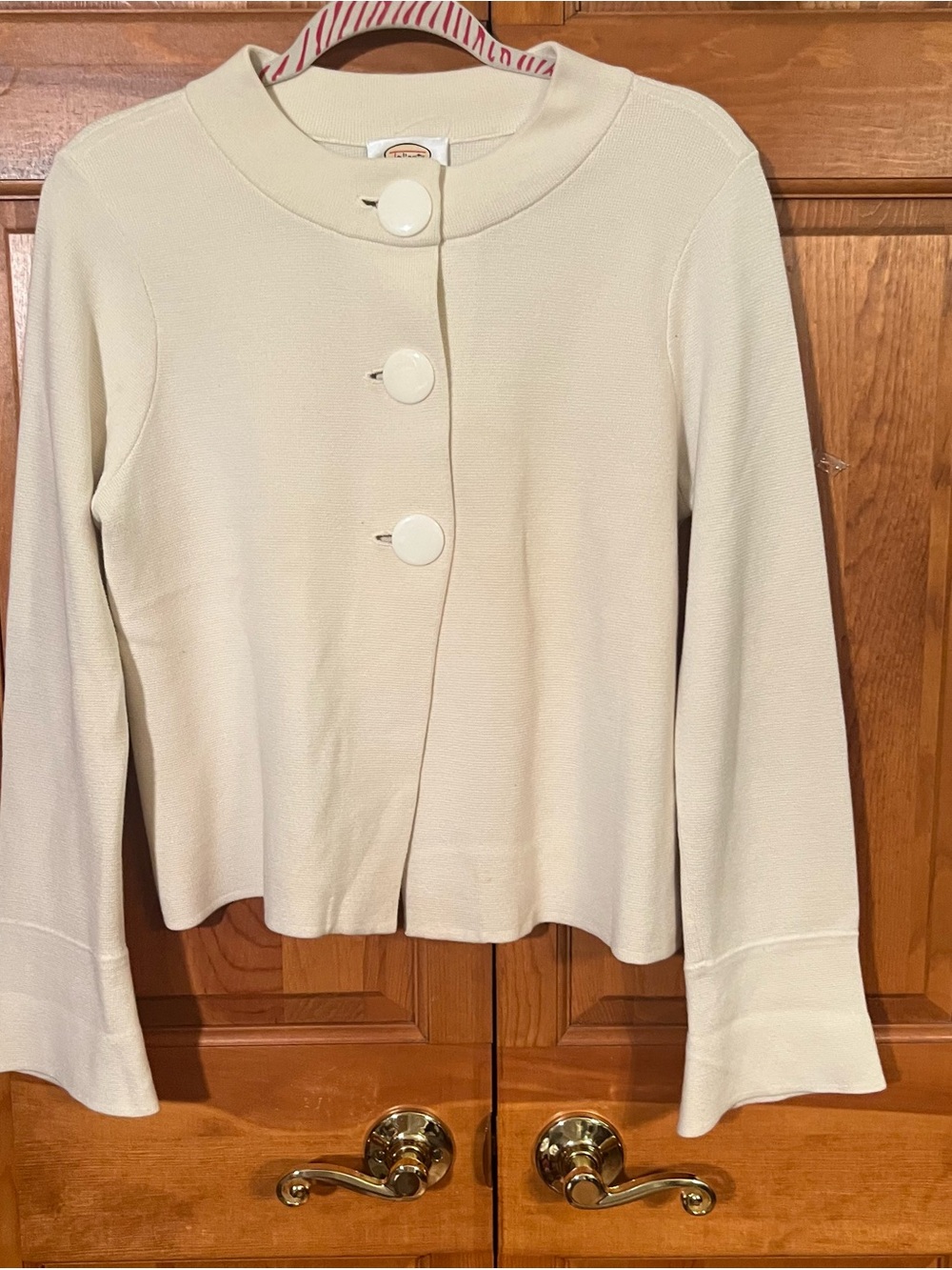 Talbots Ivory Button-Front Knit Jacket